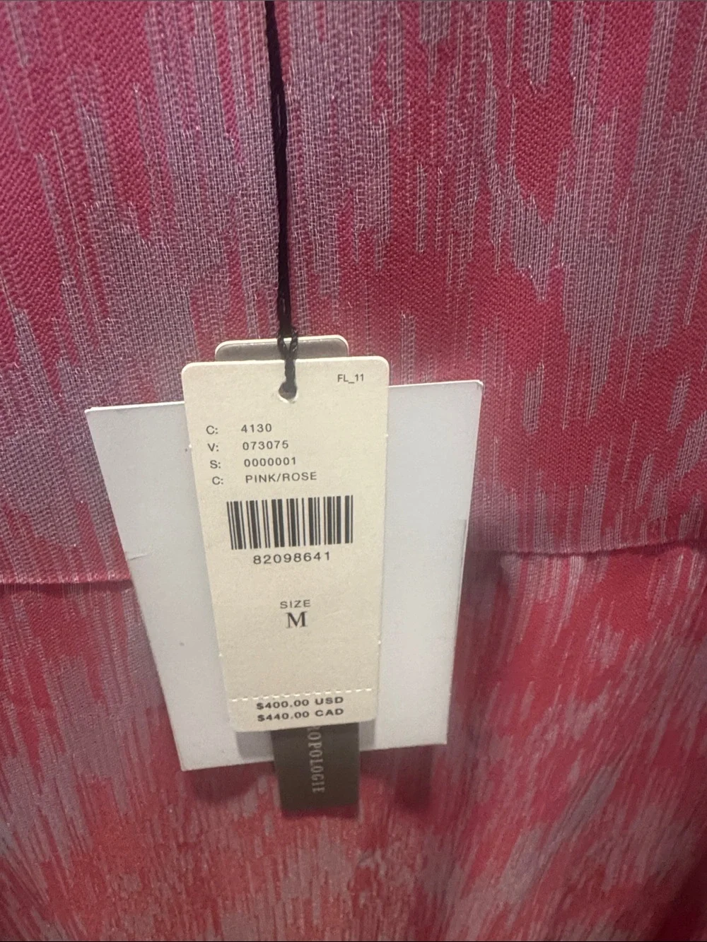 Anthropologie Pink Patterned Sleeveless Ruffle-Hem Maxi Dress